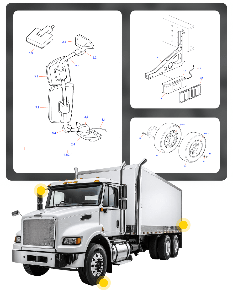 image of a truck and part specifications
